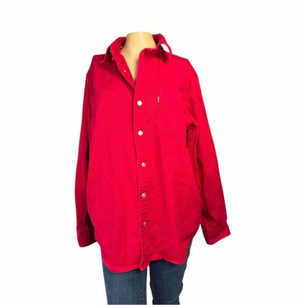 Levi Strauss & Co. Red Cotton Button-Up Shirt (Medium)